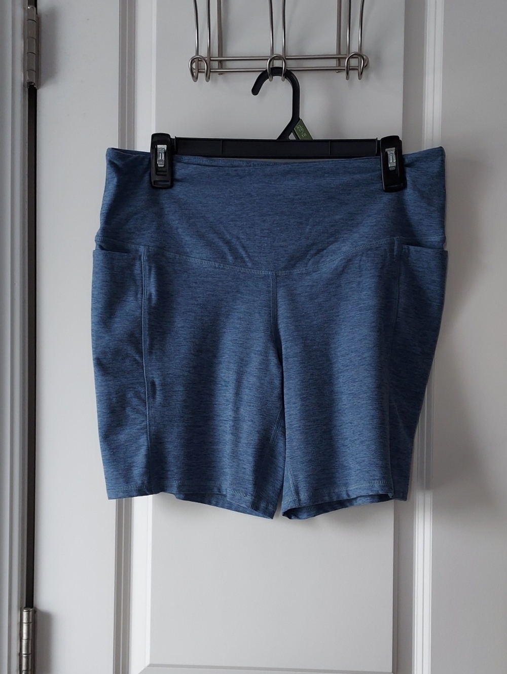 Athletic Works Heathered Blue High-Waist Bike Shorts with Side Pockets